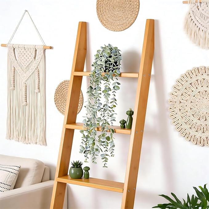 echosari Artificial Hanging Plants, Fake Potted Eucalyptus Faux Hanging Plant, Fake Hanging Plants Indoor for Modern Boho Home Bedroom Wall Book Shelf Decor