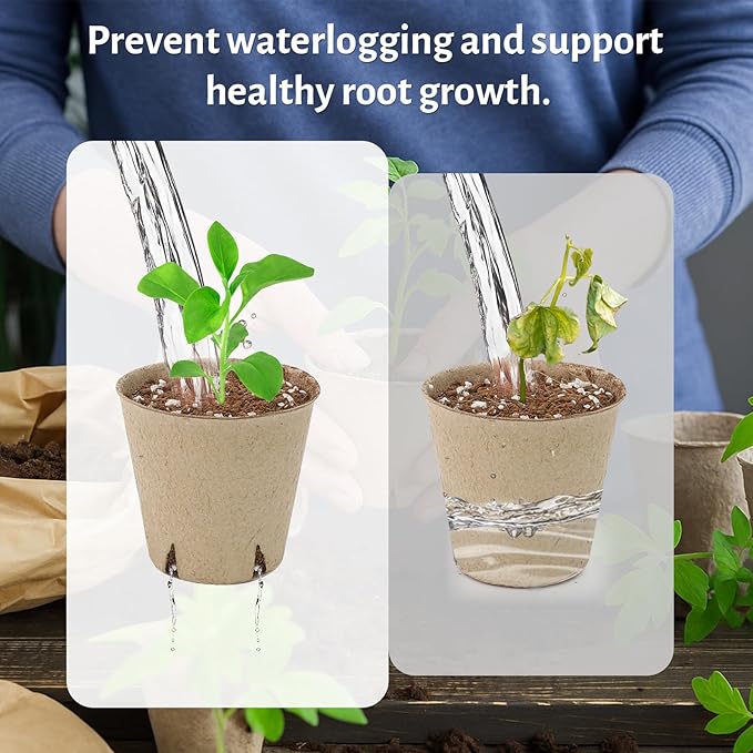 Bluepro 120 Packs 3.15 Inch + 4 Inch Peat Pots, Biodegradable Pots for Seedlings with Drainage Holes, Herb Seed Starter