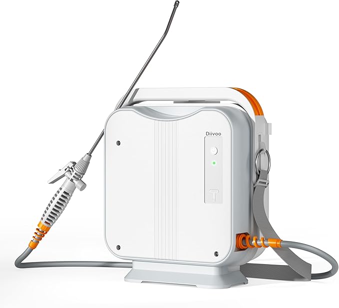 Diivoo 1.35 Gallon/5L Battery Powered Sprayer, 2000mAh Electric Weed Sprayer with 2 Adjustable Nozzles, Retractable Wand for Lawn, Garden, Yard