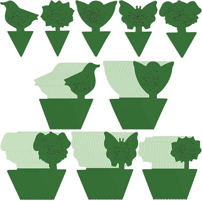 Qualirey 50 Sheets Fruit Fly Sticky Traps for Fruit Fly Gnat Trap for House Indoors Sticky Traps Catcher for Gnats Fungus Gnats Mosquito Catcher for Kitchen Outdoor Plants(Green)