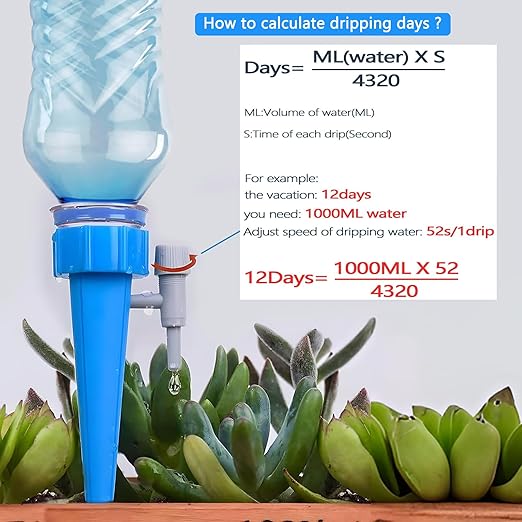 Self Watering Spikes 24 Pcs for Indoor/Outdoor Plants,Self Watering Planter Insert with Adjustable Drip Valve,Auto Vacation Plant Watering Devices,Plants Water System,Self-Watering Stakes (GB24Pcs)