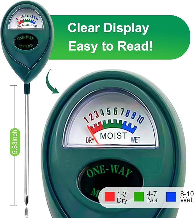 Green Soil Moisture Meter, Plant Water Meter, Soil Water Tester for Houseplants, Hygrometer Sensor Water Monitor for Indoor Outdoor Garden, Potted Plants, Farm, Lawn, No Battery Needed