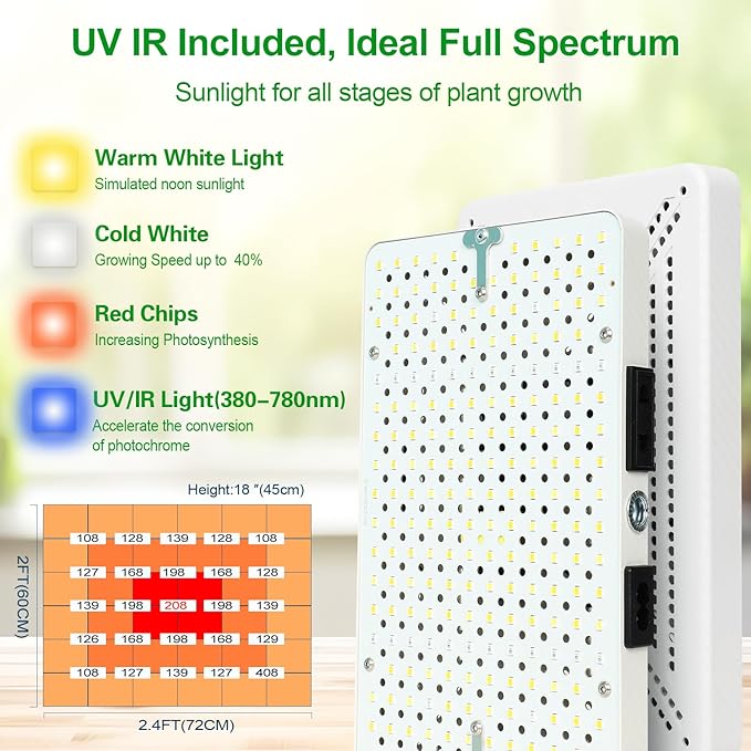 2Head Tabletop Grow Light, Bright and Big Coverage Grow Lights for Seed Starting, Bonsai, Succulent, 4/8/12/16/20H Timer, 50 Watt Power Draw, NO Need Adapter, 16"-24" Height Adjustable