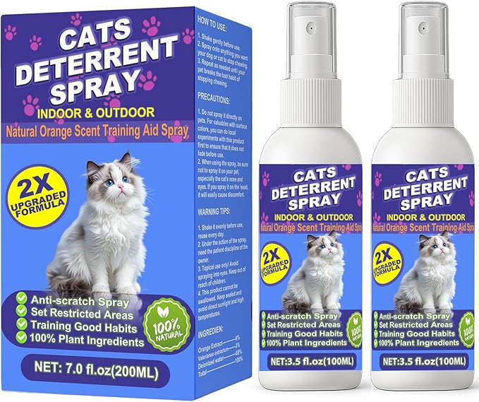 Cat Deterrent Spray - Cat Scratch Deterrent Spray for Furniture Protection, Effective Training Aid with Natural Ingredients - Non-Toxic Formula for Cats and Kittens Light 7.0 fl.oz