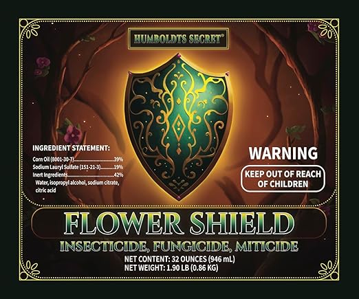 Humboldts Secret Flower Shield | Plant Care Spray for Routine Foliar Application & Maintenance | Naturally Derived, Oil-Based Formula | Indoor & Outdoor Plants | 32 Ounce