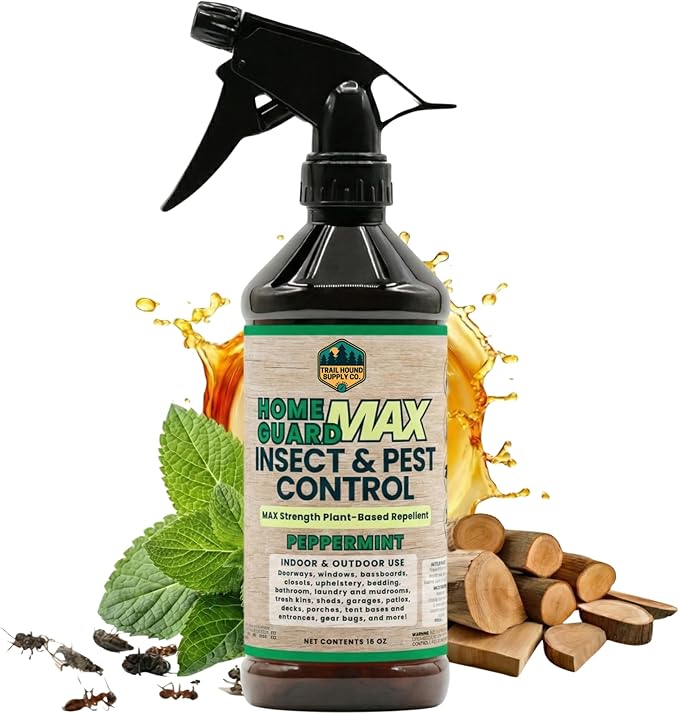 Home Guard MAX - Peppermint Insect & Pest Control Spray - Natural Peppermint Oil Spray for Bugs - Plant-Based Indoor & Outdoor Spider Spray (1, 16 Fl Oz (Pack of 1))