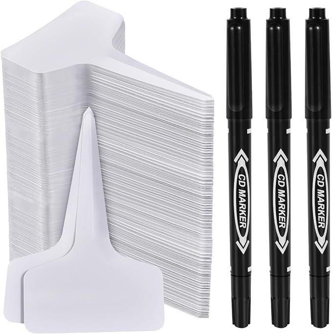 WSSROGY 360 Pcs T-Type Plastic Garden Plant Labels Tags Markers with Marker Pens for Outdoor Plants Name