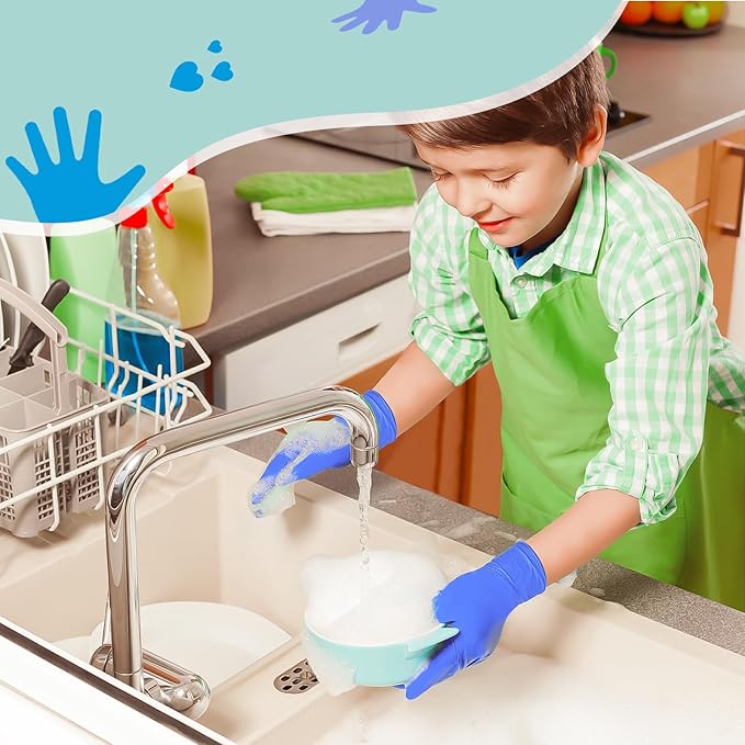 Kids Disposable Nitrile Gloves for 4-10 Years, Suitable for Cooking, Gardening, Painting, Powder and Latex Free-100 PCS