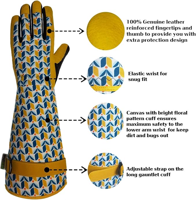 Long Gardening Garden Gloves,Thorn-proof&Puncture Resistance Rose Cactus Gauntlet Glove for Gardener,Gifts