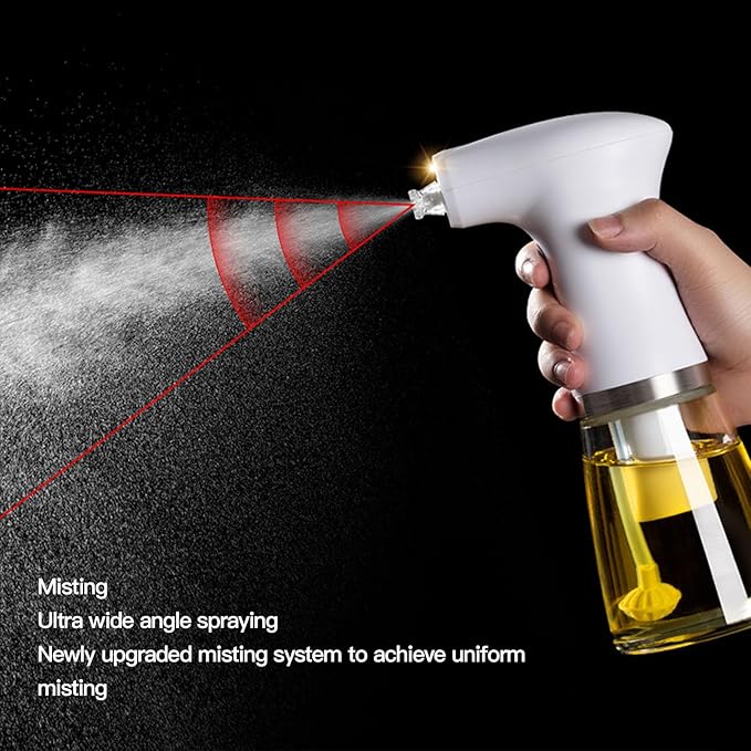 Electric Oil Sprayer, Oil Sprayer with LED Light Glass Continuous Spray Adjustable Electric Oil Dispenser Bottle for Cooking