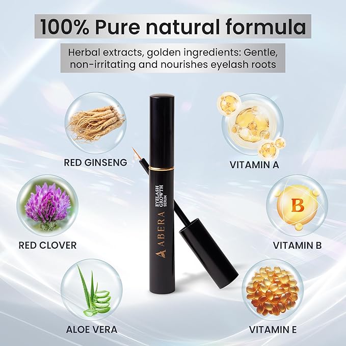 Abera Misan Eyelash Growth Serum (Upgrade Version) - Natural Lash Booster and Lash Enhancer, Regenerating and Nourishing Lashes Longer and Thicker (2. Set of 2 with Gift)