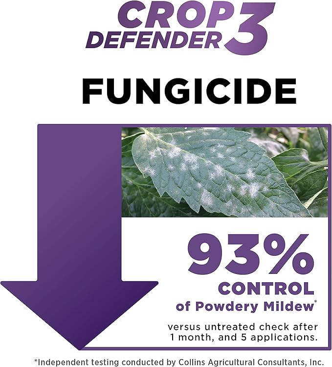 Grower's Ally Crop Defender 3 Concentrate - Natural Miticide, Insecticide, Fungicide Control for Plants - OMRI Listed Garden Safe Spray Killer for Powdery Mildew & Mites - 8 Oz, Makes 25 Gallons