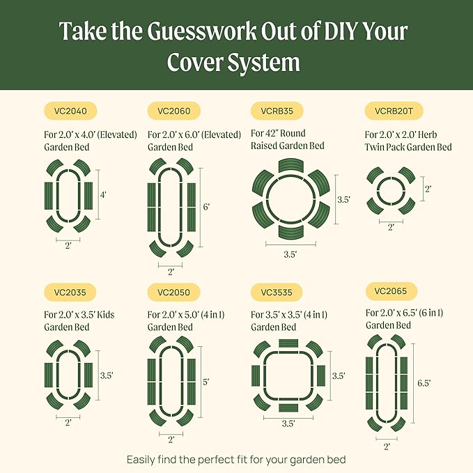 Vego garden 2.0' x 6.5' (6 in 1) Cover Netting System, 35% Shading Rate for Plant Protection, Pest Control Frame Cover Kit, Durable & Heavy-Duty Garden Cover (Garden Beds Not Included)