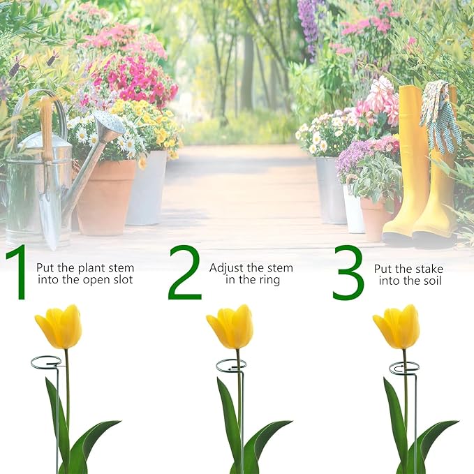 Thealyn 36 Inch 12 Packs Plant Support Stakes,Garden Single stemmed Plant Support Hoops, Plant Prop, for Flowers,Orchid, Tomatoes Peony Lily Rose (36 inch)