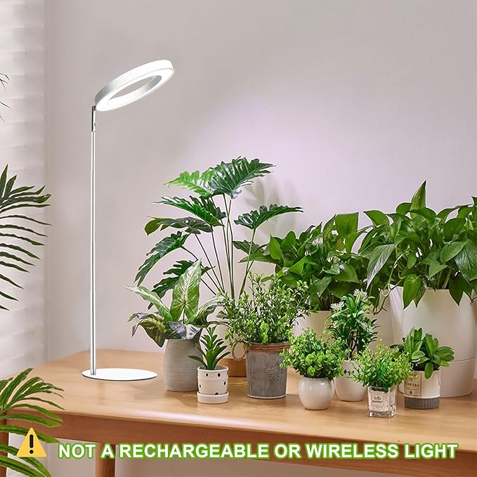 Yadoker 144 LEDs Full Spectrum Plant Grow Light for Indoor Plants，Height Adjustable, 6.3" Aluminum Housing,Automatic Timer with 8/12/16 Hours,10-Level Brightness,White Plant Light,2Pack