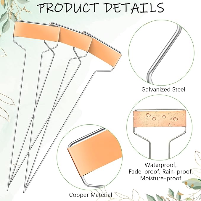 Moxweyeni 60 Pcs Metal Garden Tags Plant Labels for Garden Waterproof Plant Markers with 2 Permanent Pen Planting Nursery Tags Reusable Labels Stake for Plants (Copper,10 Inch)