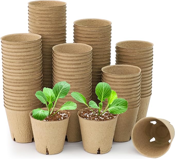 Bluepro 120 Packs 3.15 Inch Peat Pots, Biodegradable Pots for Seedlings with Drainage Holes, Herb Seed Starter