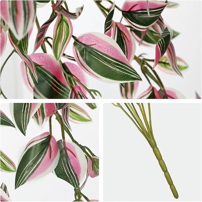 DILATATA Fake Hanging Plants Artificial Hanging Plants 181 Leaves Faux Wandering Jew Hanging Leaves Plant for Wall Shelf Home Indoor Outdoor Decor - 5 Pack