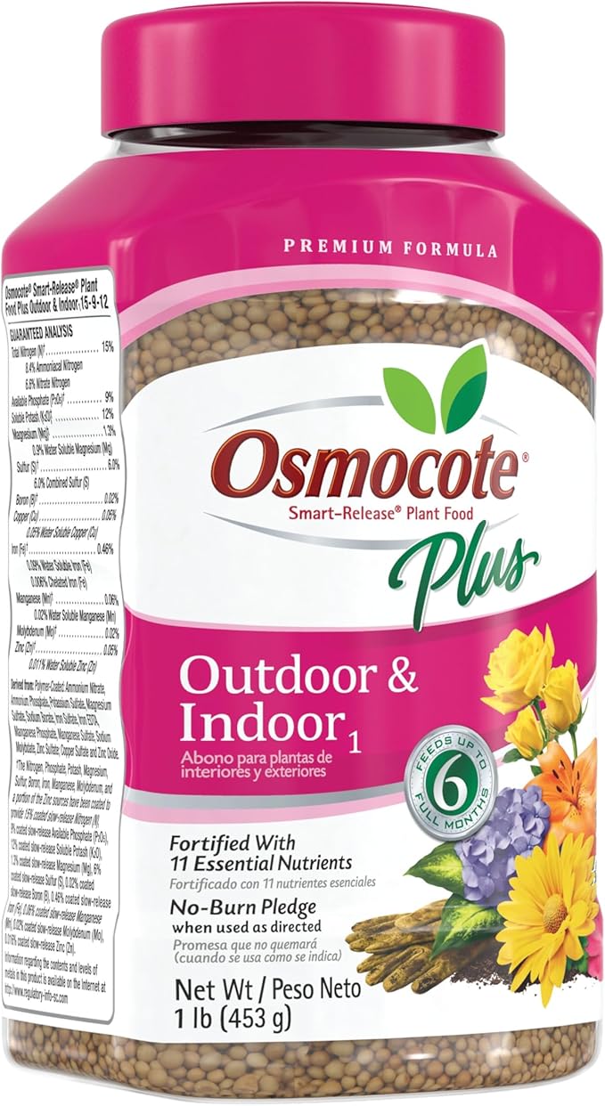 Osmocote Smart-Release Plant Food Plus Outdoor & Indoor - Granular, Continuous Release Plant Fertilizer with 11 Essential Nutrients, 1 lb.