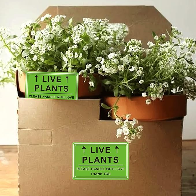 Green Live Plants Stickers for Shipping 2x3 inch Please Handle with Love Stickers Fragile Shipping Labels for Warehouse Pallet Garden Centers,Landscaping,Nurseries 250pcs Live Plants Sticker per roll