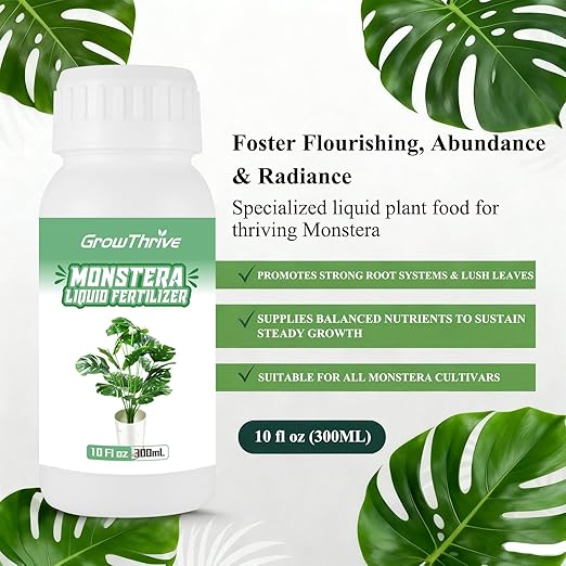 Organic Monstera Plant Food & Liquid Fertilizer (10 oz) - Probiotic Nutrient Solution for Vibrant Leaves & Root Growth - Indoor Plant Care
