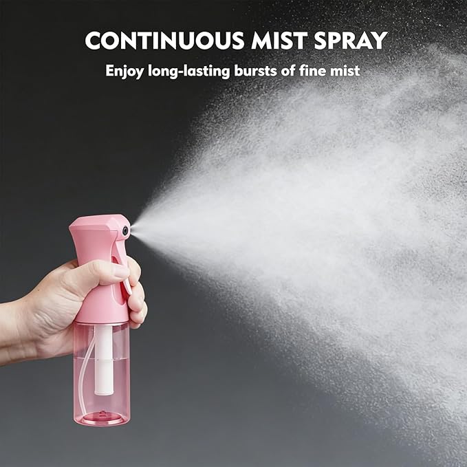 Continuous Spray Bottle, 6.8 OZ Hair Spray Bottles, Ultra-Fine Mister Spray Bottle for Hairstyling, Cleaning, Plants, Pets, Salons, and More (2 Pack)