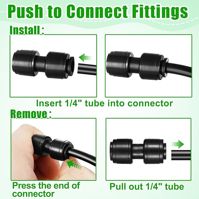 20 Pack 1/4" Quick Connect Fittings Coupling Connectors,1/4 Inch Irrigation Tubing Fittings Anti-Drop Push to Connect Fittings Locked Straight for 1/4 Inch Drip Tubing Garden Irrigation System