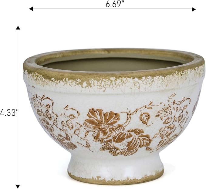 Dosayes Vintage Ice Crackle Grazd Ceramic Flower Pot with Drainage Holes, 4.33 Inch Rustic Planter for Indoor Plants, Outdoor Garden, Farmhouse Gift Tuscan Decor (Red)