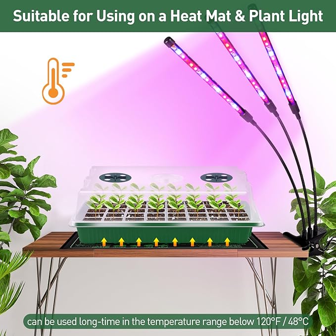YAUNGEL Seed Starter Tray, Super Thicken 160 Cells Seed Starter Kit with Humidity Dome Durable Seeding Starting Trays for Greenhouse Germination Trays Green, 4 Pack