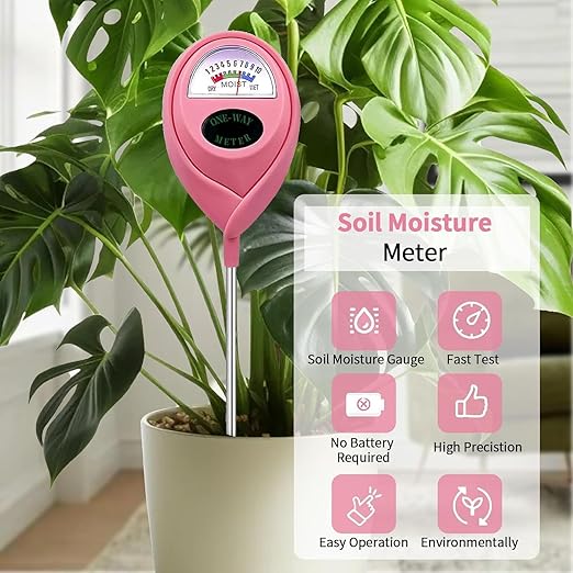 Soil Moisture Meter, Garden Plant Water Meter, Plants Moisture Meter, Lawn Soil Tester, Soil Water Gauge for Potted Plants, Plant Moisture Monitor No Battery Required Free Plant Watering Guide