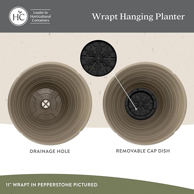 The HC Companies Wrapt Hanging Planters - Lightweight Plant Pot Hanger for Hanging Plants, Vegetables & Herbs - Outdoor & Indoor Hanging Basket for Plants (11" Black, Pack of 1)