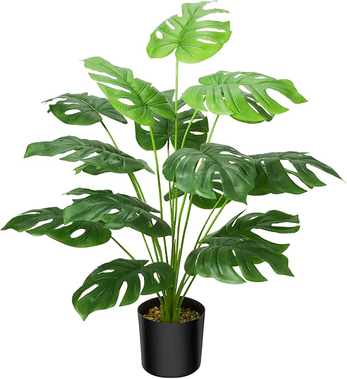 Guheake 28" Fake Plants Large, Artificial Floor Faux Monstera Plant with Planter for Home Office Decor Indoor