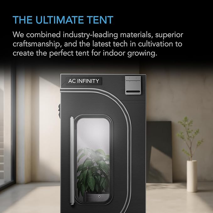 AC Infinity CLOUDLAB 422, Advance Grow Tent 2x2, Thickest 1" Poles, 2000D Mylar Canvas, Lab-Tested Highest Reflectivity, Largest Zipper Window, Controller Mount Plate, 24" x 24" x 48" Indoor Growing