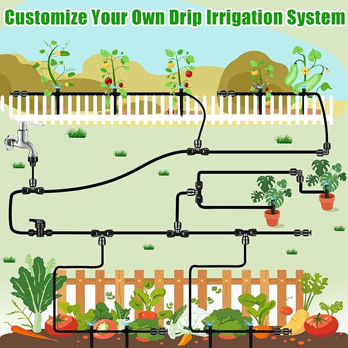 20 Pack 1/4" Quick Connect Fittings Tee Connectors,1/4 Inch Irrigation Tubing Fittings Anti-Drop Push to Connect Fittings Locked Tee for 1/4 Inch Drip Irrigation Tubing Garden Irrigation System