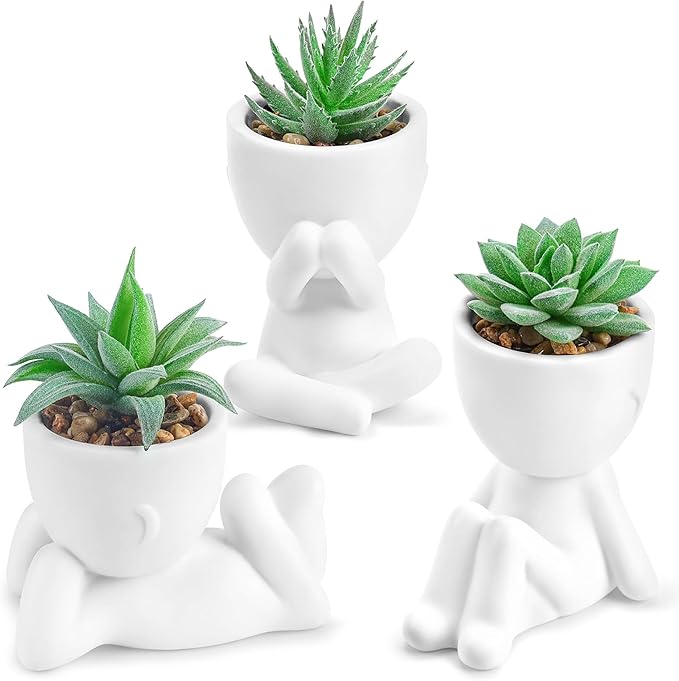 Der Rose 3 Pack Fake Plants for Office Desk Accessories Artificial Succulents Plants for Room Bathroom Home Decor for Women