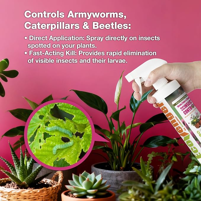 EcoVenger® Garden Insect Control 16 oz | Kills Aphids Armyworms Mealybugs Spider Mites Gnats and Eggs | Indoor Outdoor | Plant-Based Child and Pet Safe