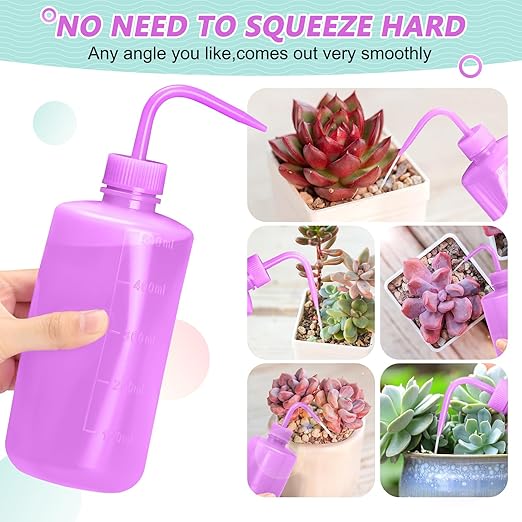 Valchoose 500ml Premium Eyelash Water Bottle for Extensions, 16oz Lash Rinse Bottle No Need to Squeeze Hard, Easy to Carry Tattoo Squeeze Bottle for Eyelashes, Cleaning(Translucent Purple)
