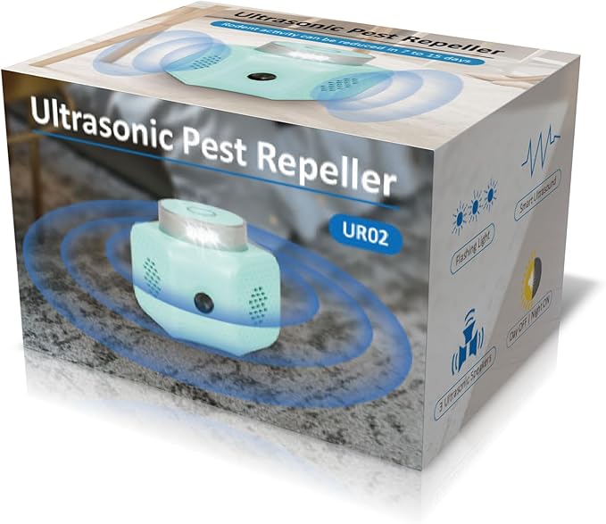 CYBERGIANT Rodent Repellent Ultrasonic Plug in - Squirrel Deterrent, Mouse Deterrents, Rodent Repellent Indoor - Squirrel Repellent for Attic Garage RV - Rat Repellent Ultrasonic - UR02 Light Blue