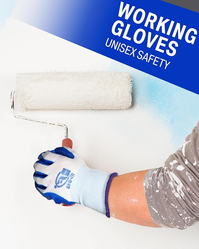 Potchen 72 Pairs Gardening Work Gloves Bulk for Men Women, Rubber Coated Garden Multipack Safety Construction Glove