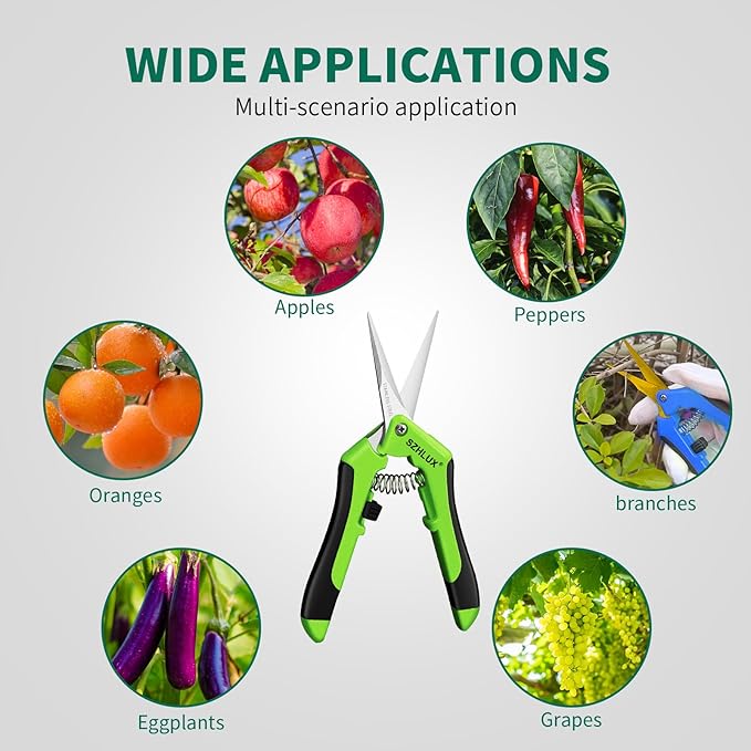 SZHLUX 3-Pack Gardening Scissors, 6.5'' Gardening Pruning Scissors, Professional Pruning Shears with Straight Stainless Steel Precision Blades