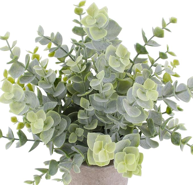 3 Pack Mini Artificial Potted Plants Faux Eucalyptus Plants Boxwood Rosemary Greenery in Pots Small Houseplants for Home Decor Office Desk Shower Room Decoration