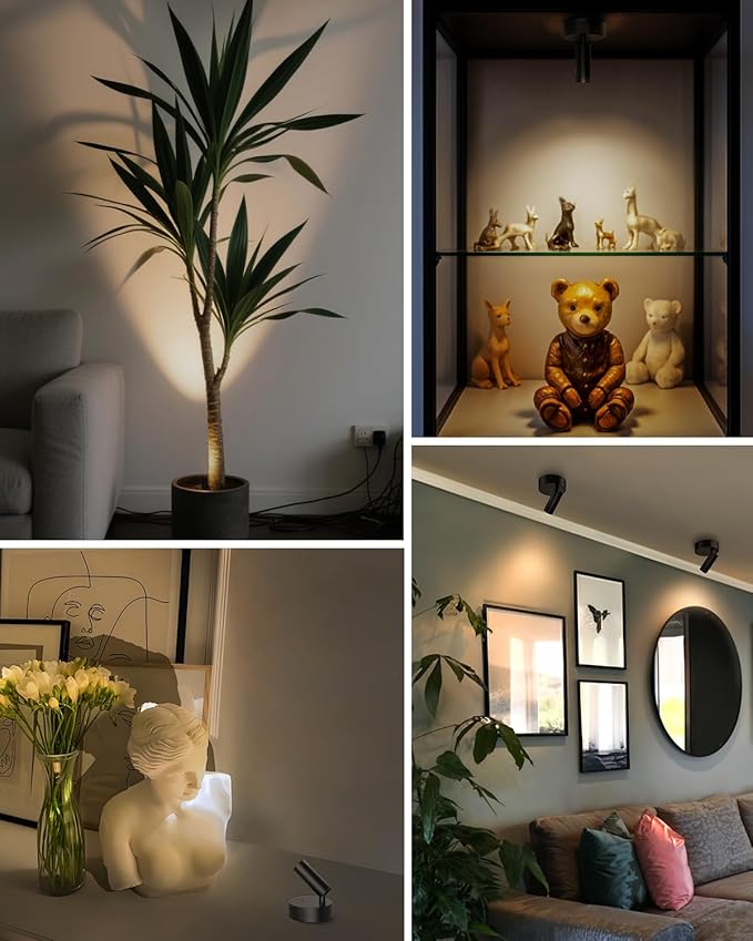 GOODEA Spotlights Indoor with Remote, 3000mAh Rechargeable Battery Plant Spotlight Indoor, Wireless Uplighting with 3 Colors & Dimmable, LED Picture Light for Painting, Artwork Accent Lighting(1 Pack)