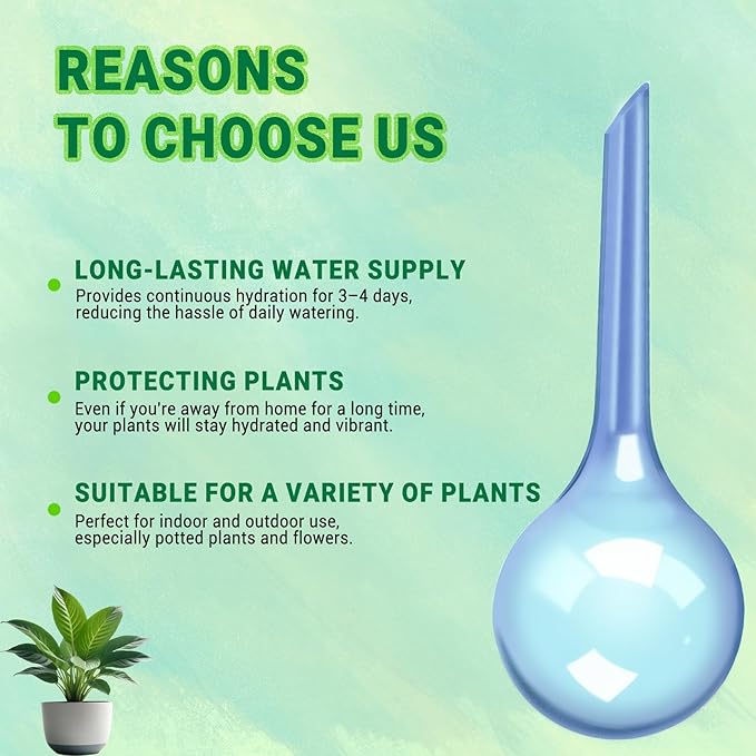 2 Pack Small Self-Plant Watering Globes – Automatic Plant Waterer Bulbs, Plant Watering System for Indoor and Outdoor Potted Houseplants, Plant Watering Devices (Blue, Small Size)