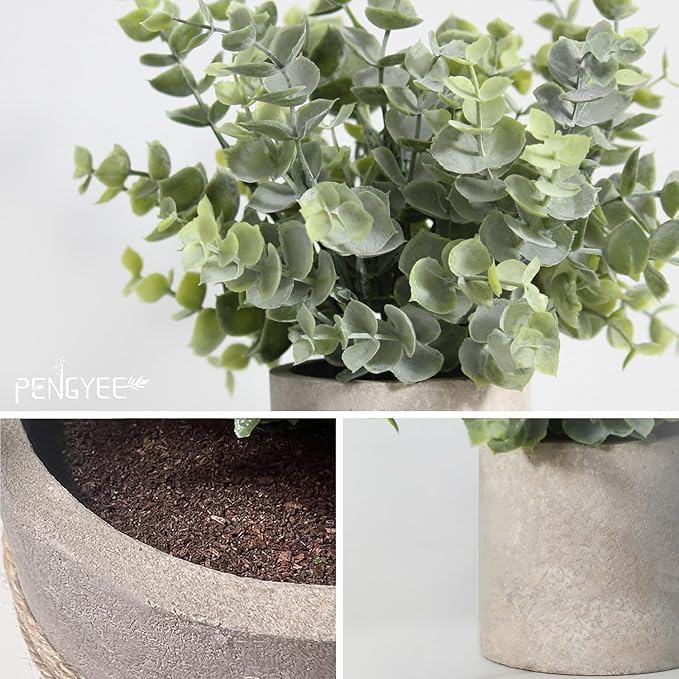 3 Pack Small Fake Plants in Farmhouse Pulp Pot for Home Decor, Artificial Agave Plants Indoor, Small Faux Plants Indoor for Bathroom Bedroom Shelf Desk Office Table Kitchen Room Greenery Decor