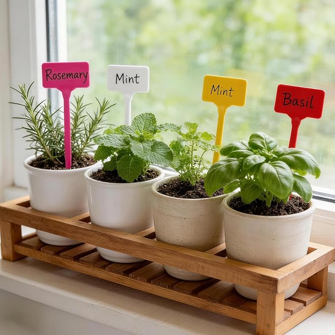 KINGLAKE Large Plant Labels 6 Inch - 50 Pcs Tall Thick Plastic Plant Tags Nursery Garden Labels for Outdoor Garden Waterproof Multicolored Plants Name Tags for Vegetables Flower Seed Pot Garden Beds