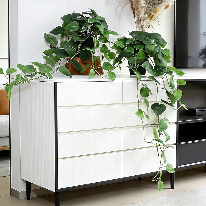 Fake Pothos Hanging Plants with Pots, 33.5" Set of 2 Faux Ivy Vines, Realistic Silk Artificial Plants Greenery for Home Indoor Decor, Living Room, Desk Shelf, Bathroom Decoration