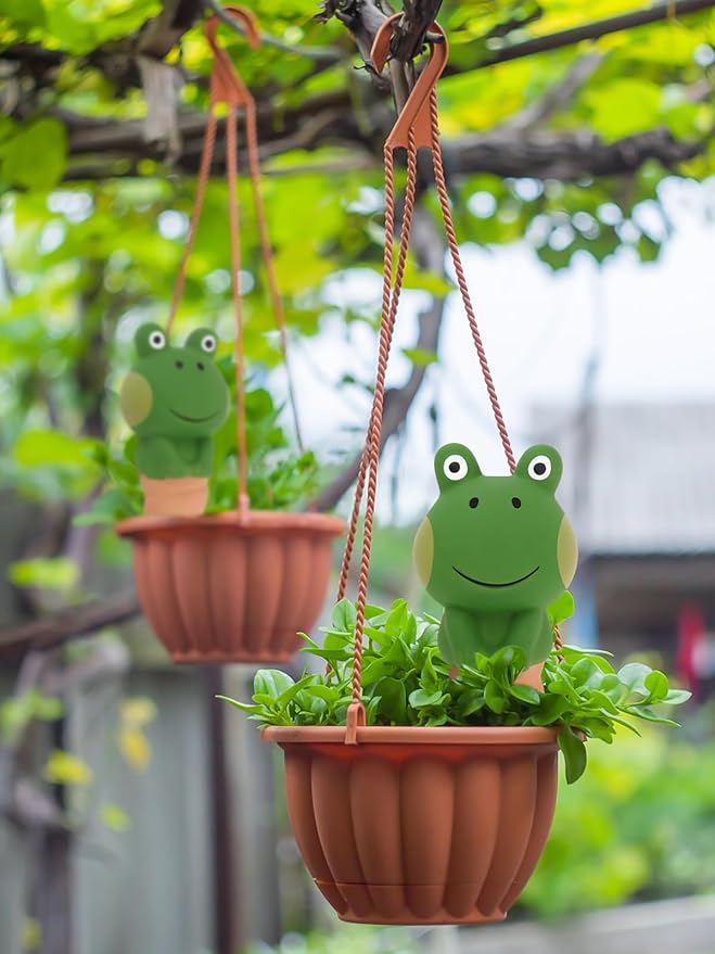 4Pcs Plant Watering Globes, Kalolary Frog Shape Self Watering Spikes Terracotta Drip Water Stakes Irrigation Watering Bulbs for Pot, Indoor, Outdoor, Vacation （Frog A）