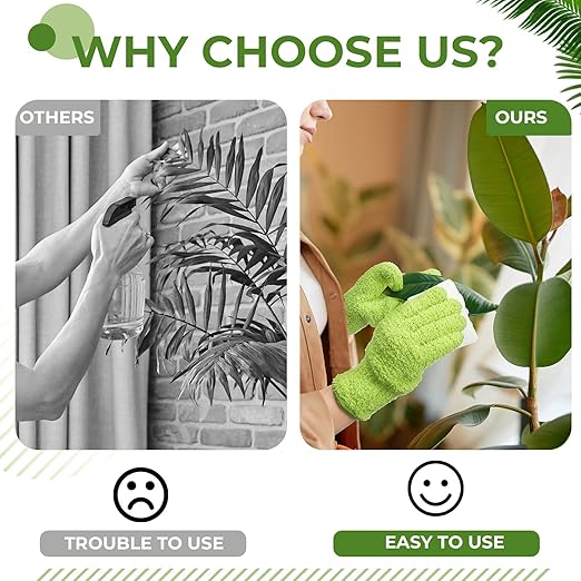 Nuanchu 8 Pack Plants Cleaning Wipes and 1 Pair Microfiber Dusting Gloves Based Wipes for Shiny Leaves and Better Photosynthesis for Indoor Outdoor Plants