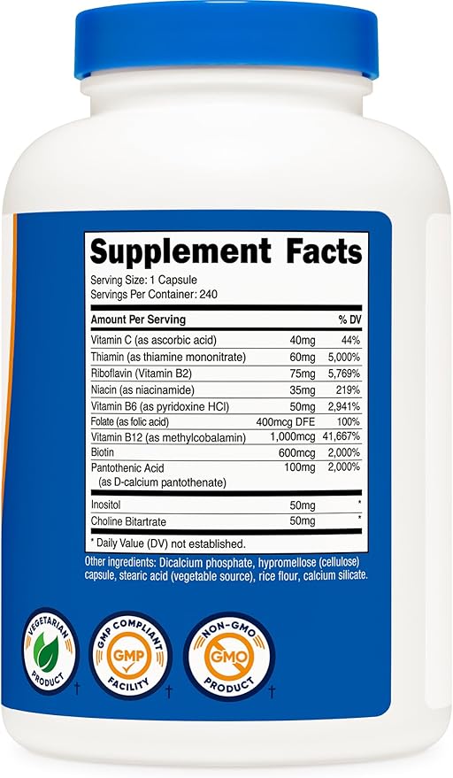 Nutricost Vitamin B Complex 462mg, 240 Capsules - with Vitamin C - Energy Complex (Pack of 2)