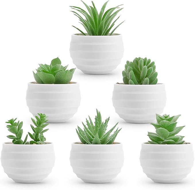 Der Rose 6 Pack Fake Plants Small Realistic Succulents Plants Artificial for Home Room Decor Indoor